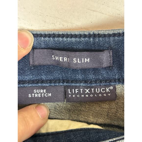 NYDJ Women’s 2 Sherri Slim Medium Wash Distressed Blue Denim Jeans - Picture 4 of 4